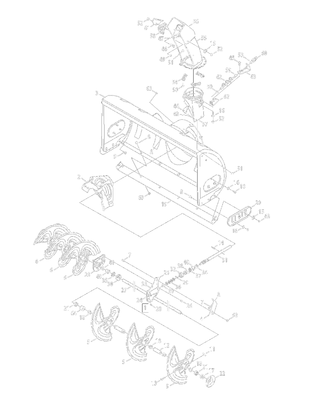 Chute Assembly 2009andafter Diagram and Parts List for OEM-190-032  Yard Machines Lawn Tractor